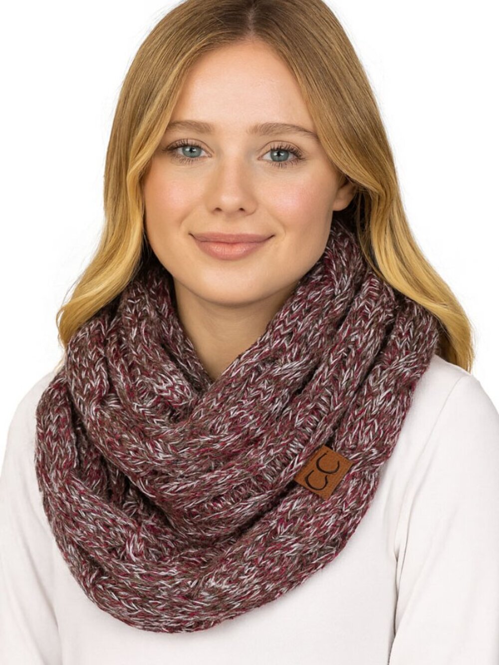 C.C Four Tone Knit Neck Warmer Infinity Scarf